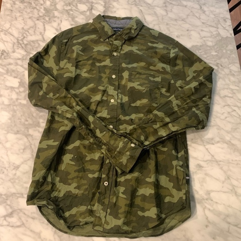 Nautica classic fit camouflage shirt, size small